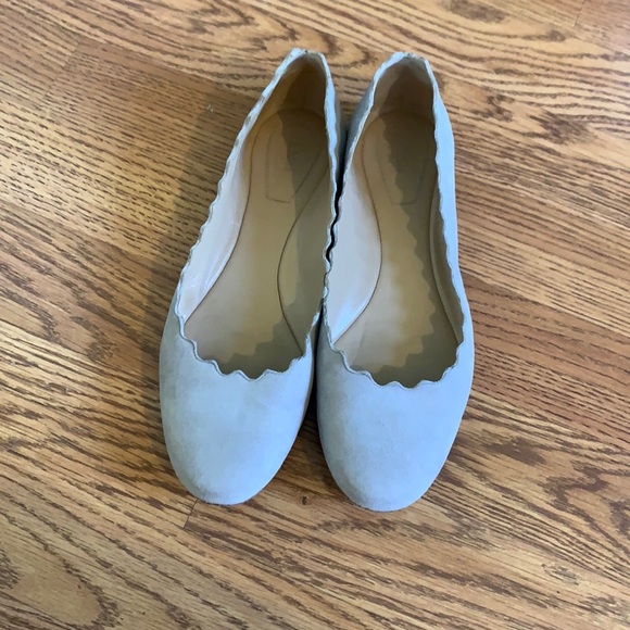 Chloe Scalloped Suede Ballet Flats